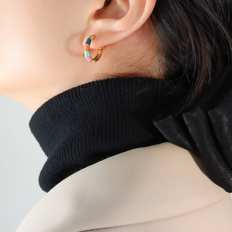 Colourful Gem Hoop Earrings