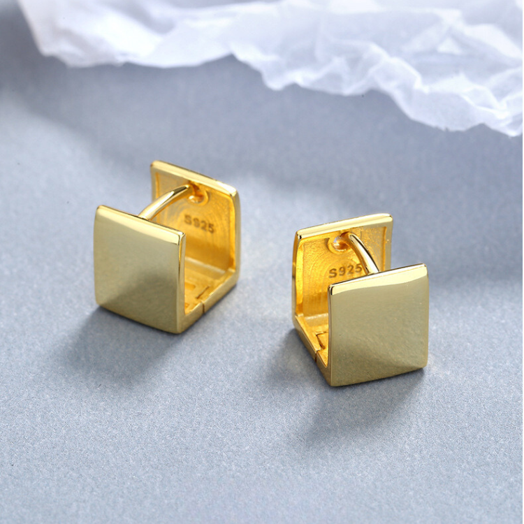 Chunky Cube Huggie Earrings