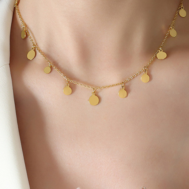 Miyukai Elegant Gold Disc Necklace