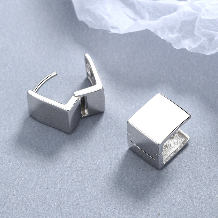 Chunky Cube Huggie Earrings