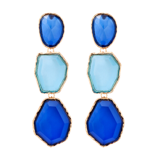 Royal Jewel Dangle Earrings - Blue