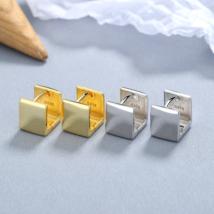 Chunky Cube Huggie Earrings