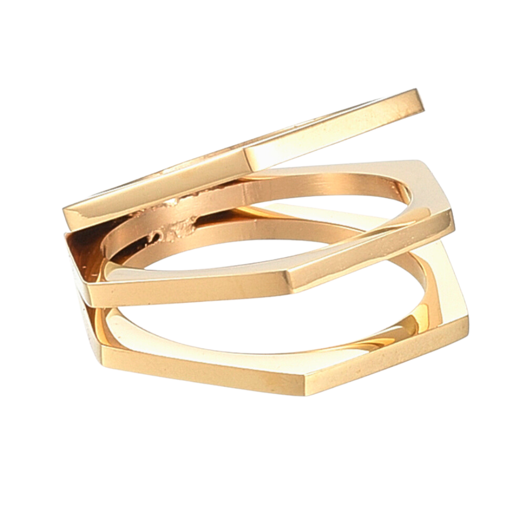 Stainless Steel Hexagon Statement Ring