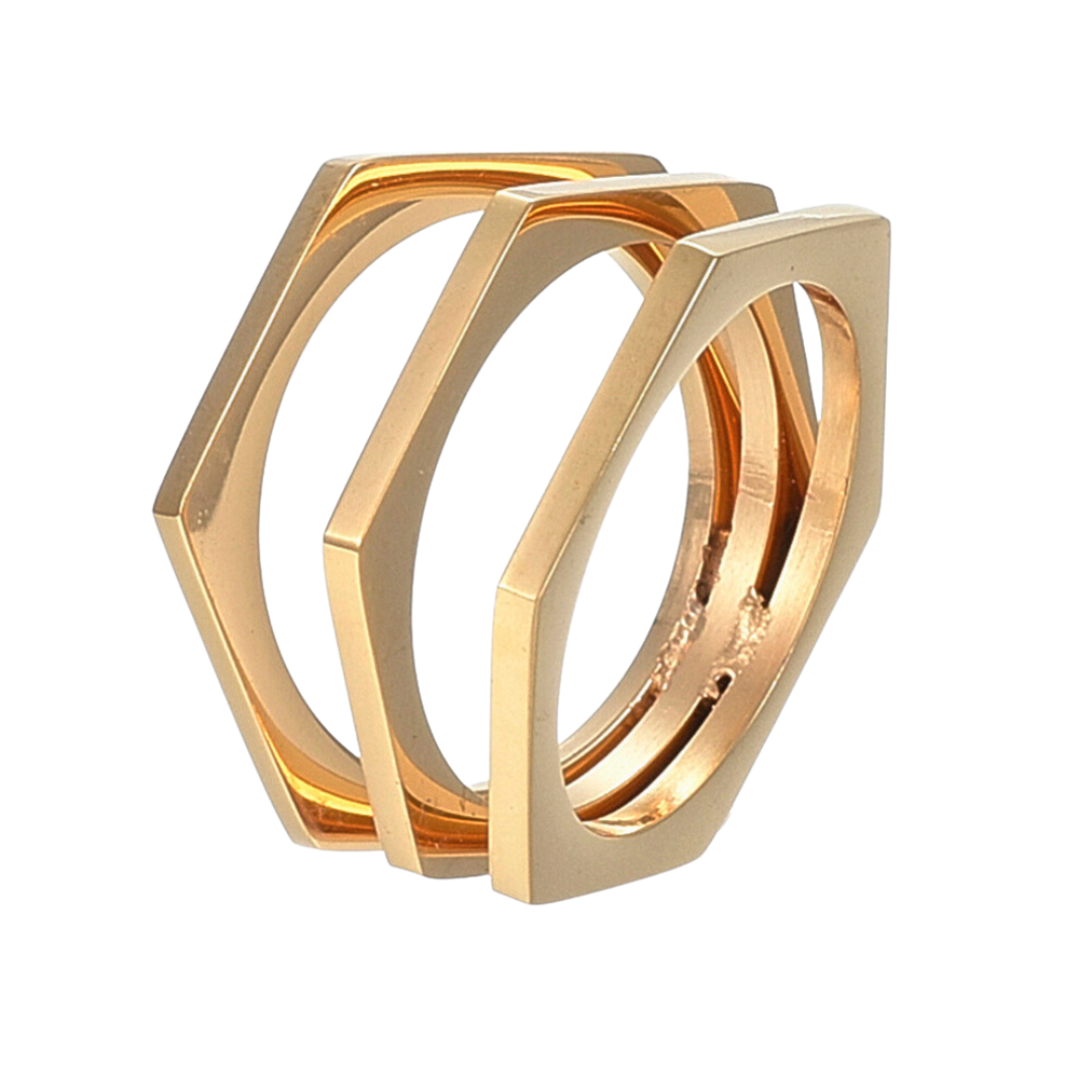 Stainless Steel Hexagon Statement Ring