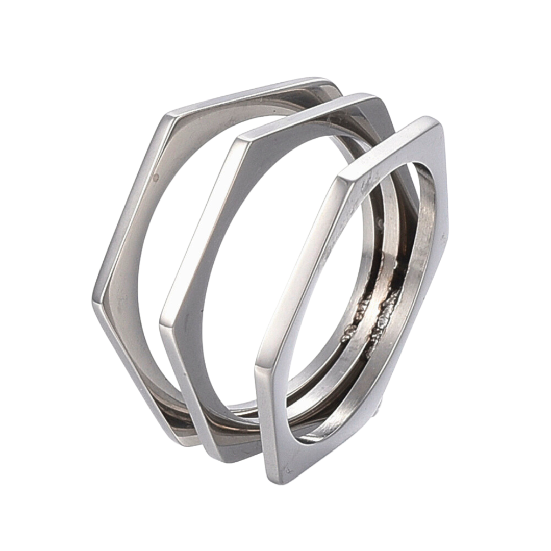 Stainless Steel Hexagon Statement Ring