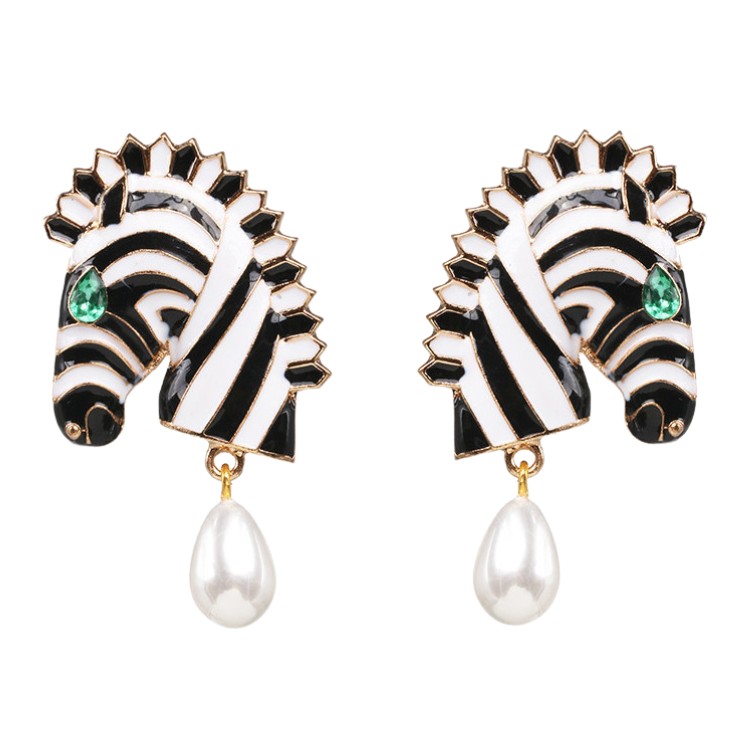 Zebra Pearl Earrings