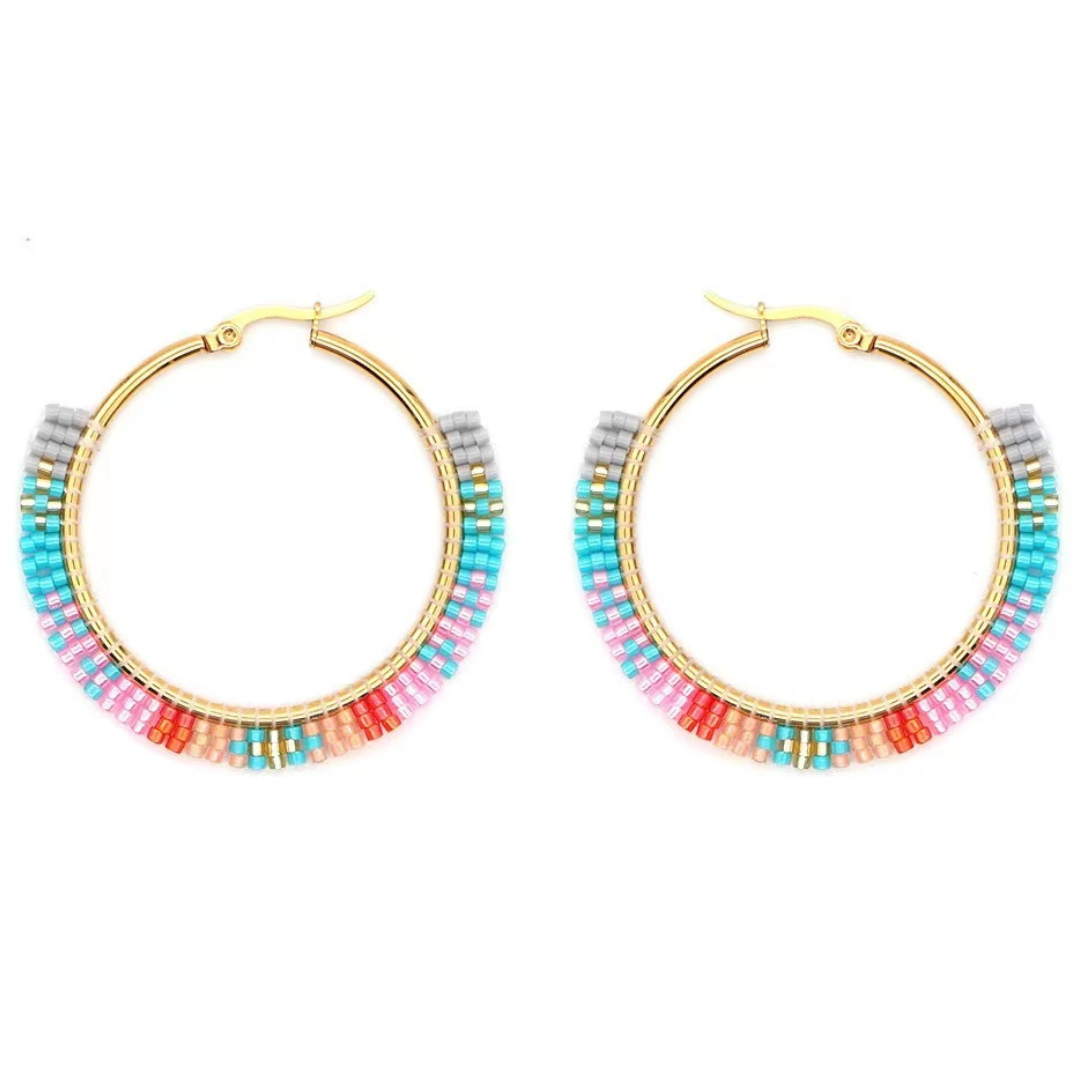 Miyukai Beaded Hoop Earrings