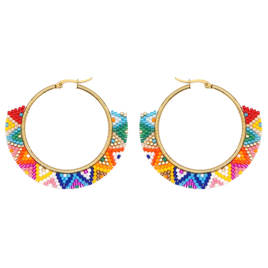 Miyukai Beaded Hoop Earrings