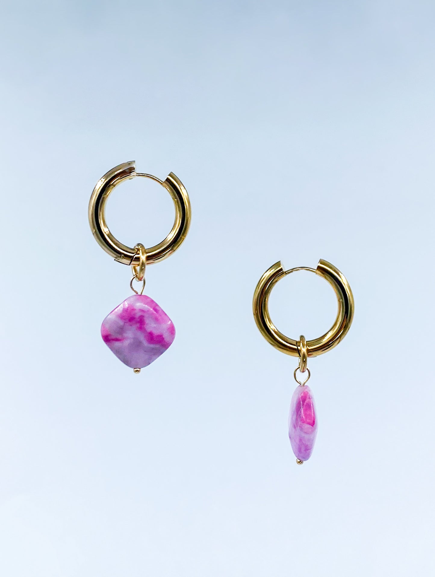 Pink Sugilite Hoop Earrings