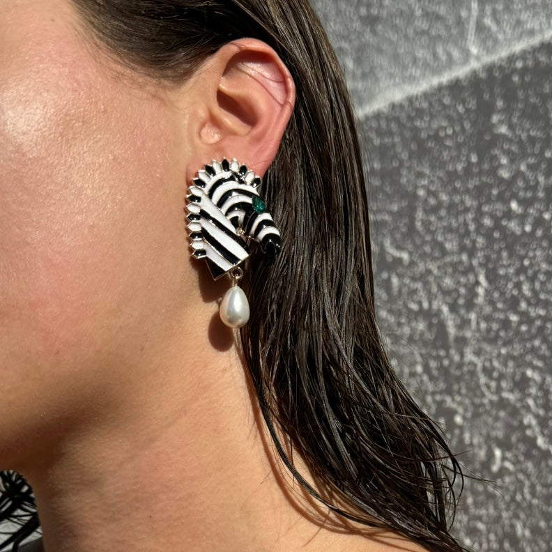 Zebra Pearl Earrings