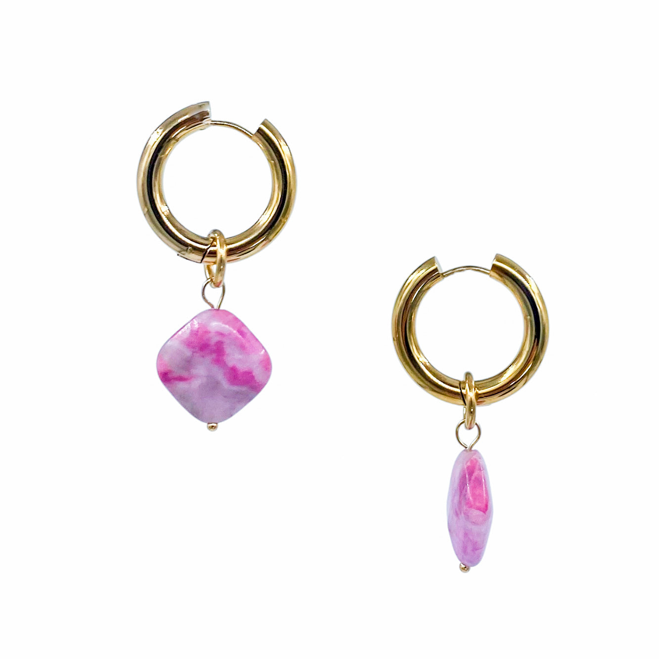 Pink Sugilite Hoop Earrings