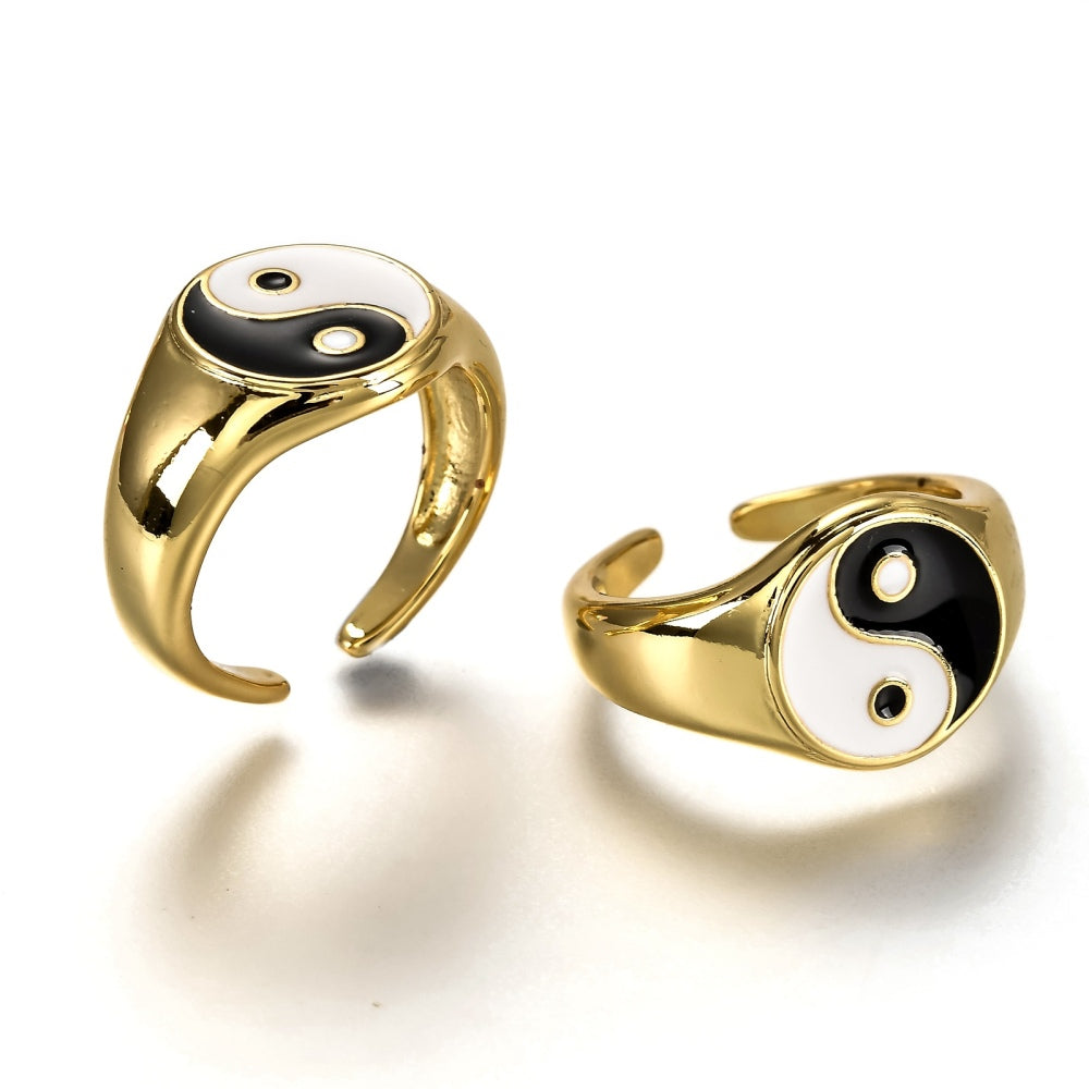 Gold Plated Yin Yang Cuff Ring