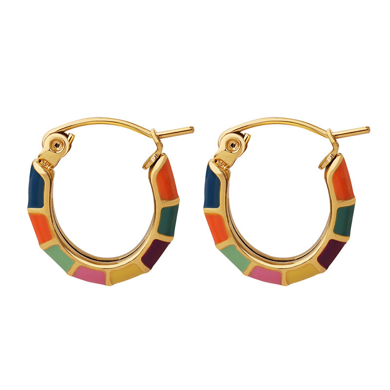 Colourful Gem Hoop Earrings