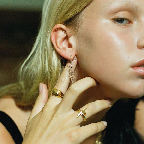 Stay Golden Snake Earrings