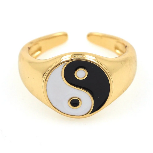 Gold Plated Yin Yang Cuff Ring