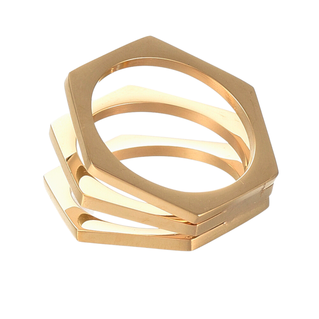 Stainless Steel Hexagon Statement Ring