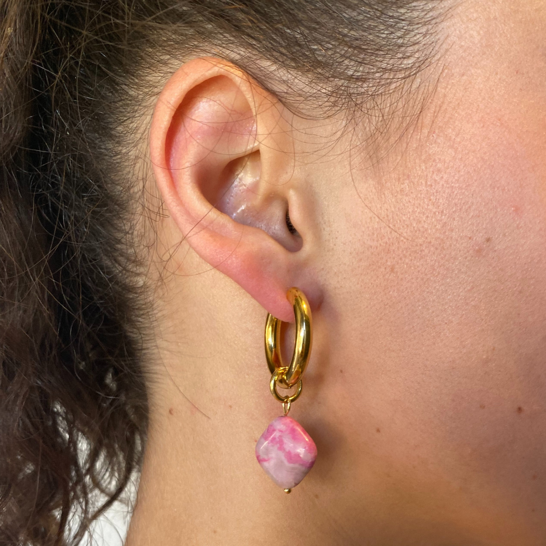 Pink Sugilite Hoop Earrings