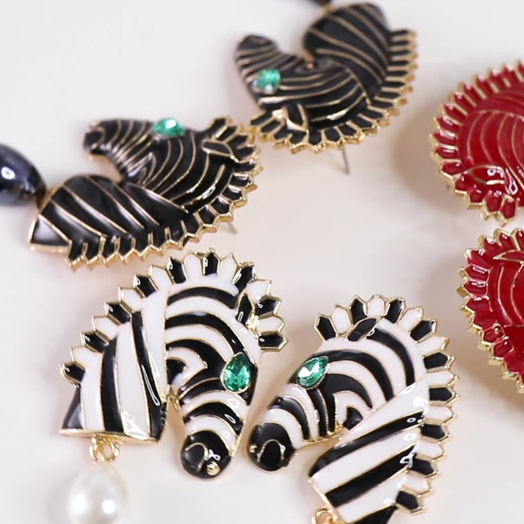 Zebra Pearl Earrings