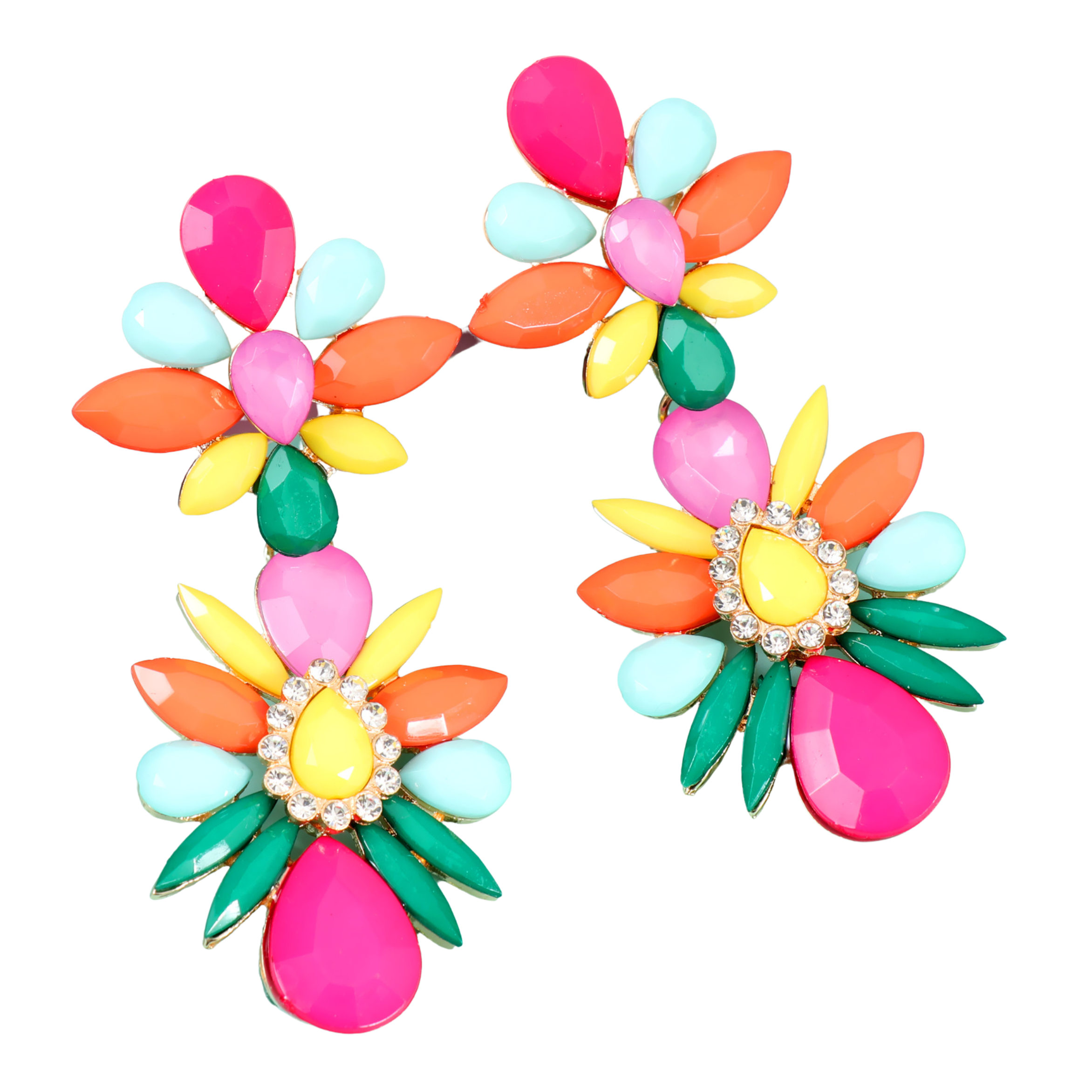 Multicoloured Floral Crystal Earrings