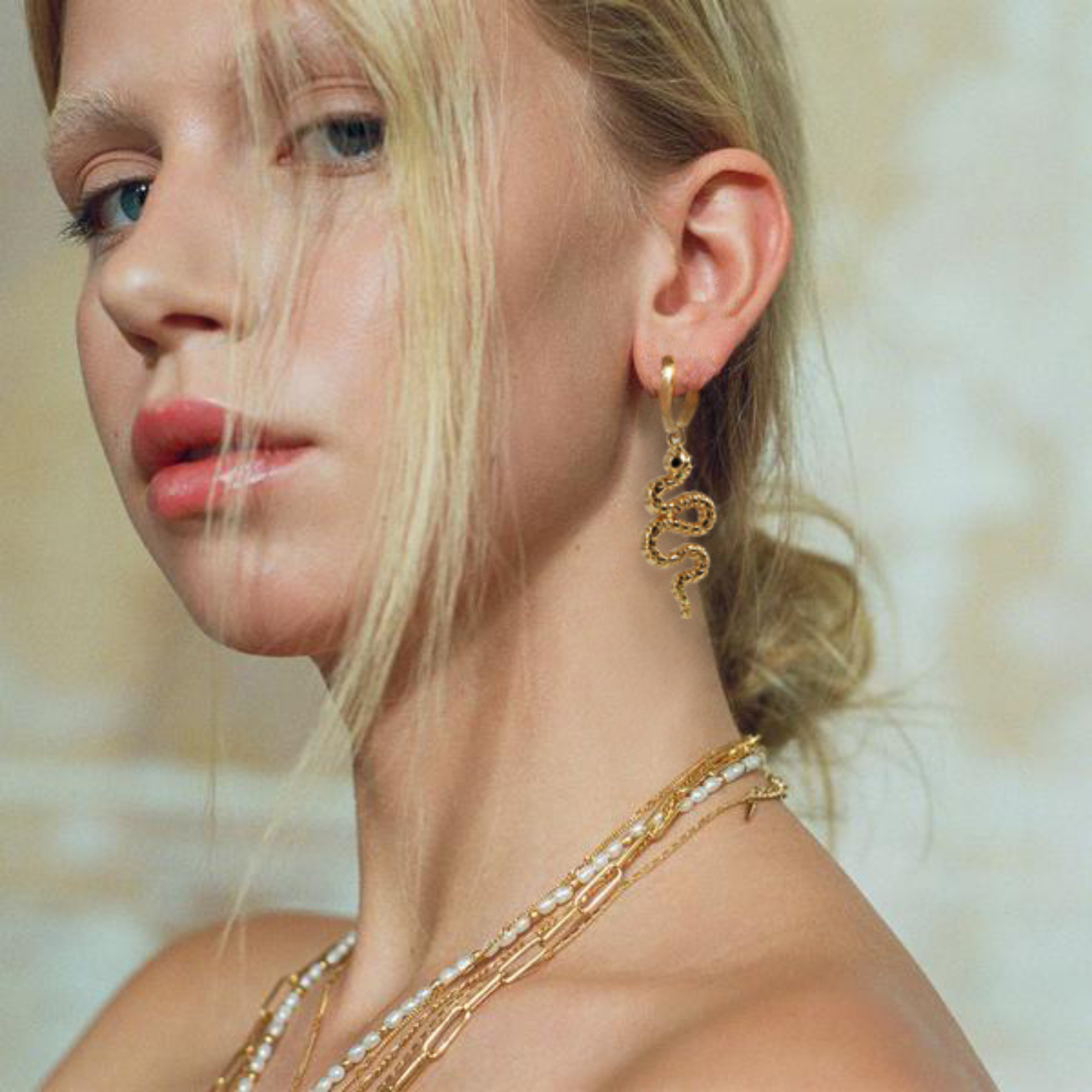 Stay Golden Snake Earrings