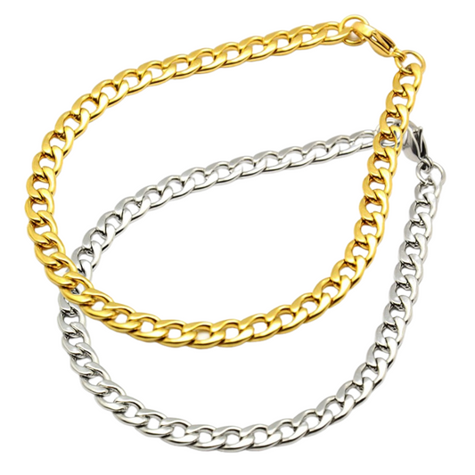 Gold and Silver Premium Classic Cuban Bracelet Set